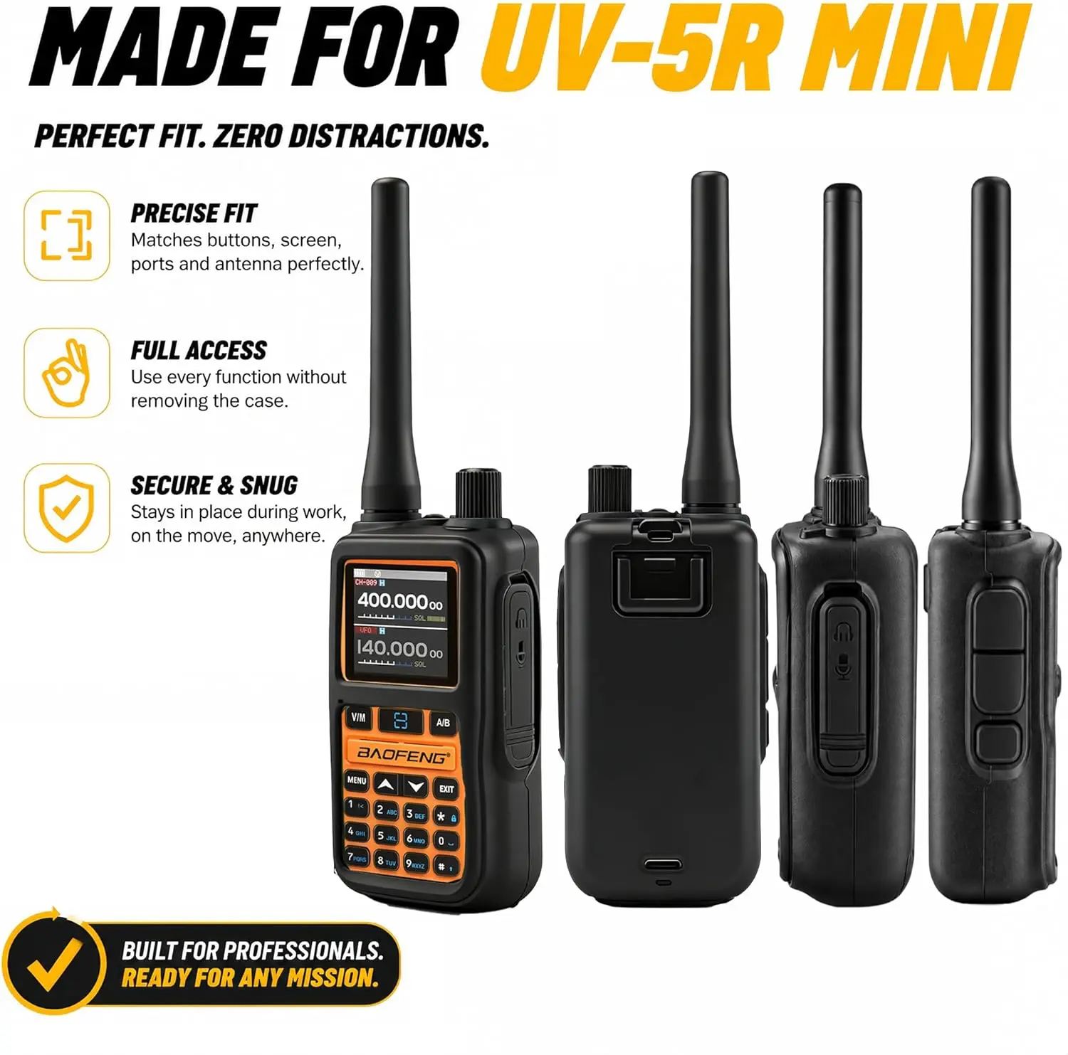 BAOFENG UV-5R Mini Walkie Talkie Case, Black Soft Silicone Rubber Protective Cover with Colored Antenna Rings for Two Way Radio
BAOFENG UV-5R Mini Walkie Talkie Case, Black Soft Silicone Rubber Protective Cover with Colored Antenna Rings for Two Way Radio