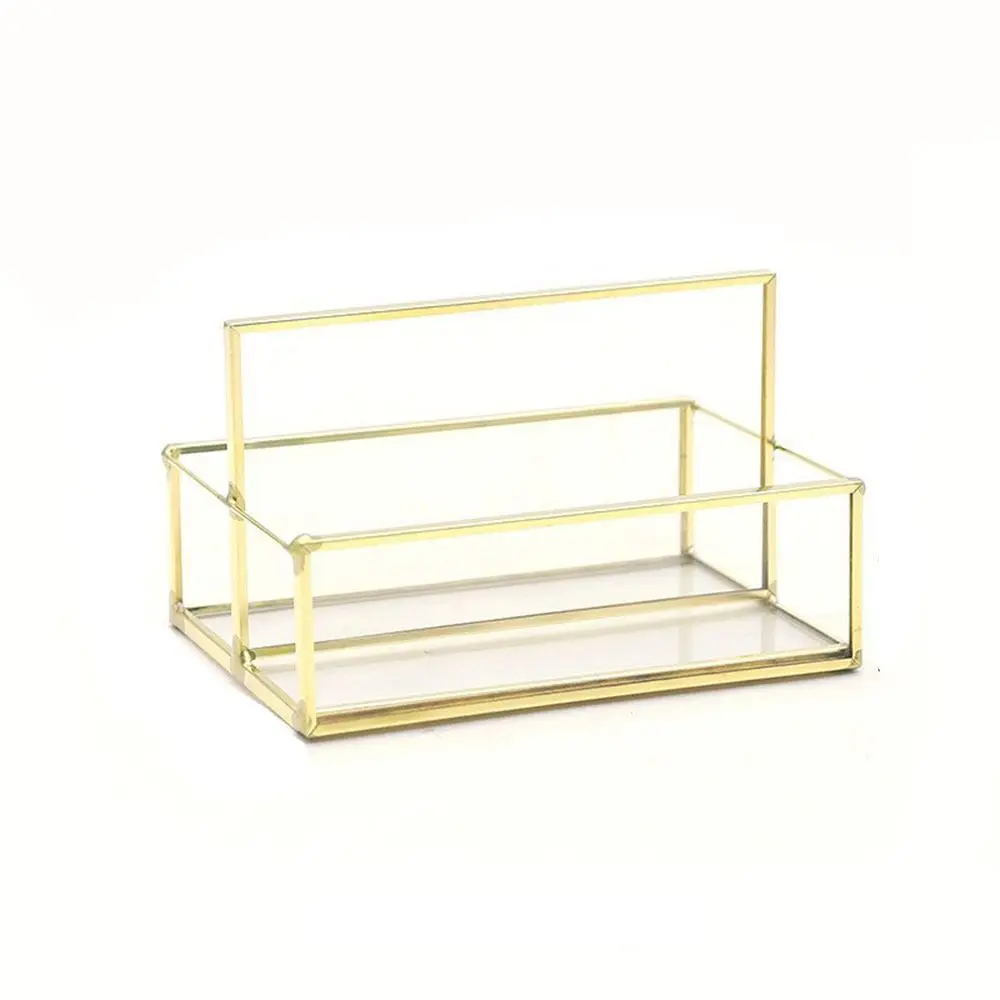 Metal Glass Business Card Holder Stand Professional Elegant Vintage Clear Golden Edge Holder Durable Business Card Organizer
Metal Glass Business Card Holder Stand Professional Elegant Vintage Clear Golden Edge Holder Durable Business Card Organizer