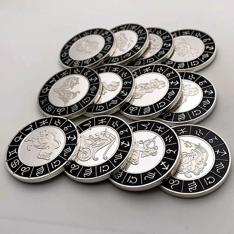 Twelve Constellations Diamond-encrusted Collectible Sliver Coins Abstract Art Zodiac Coin Set Home Decor Crafts Art Collection
Twelve Constellations Diamond-encrusted Collectible Sliver Coins Abstract Art Zodiac Coin Set Home Decor Crafts Art Collection