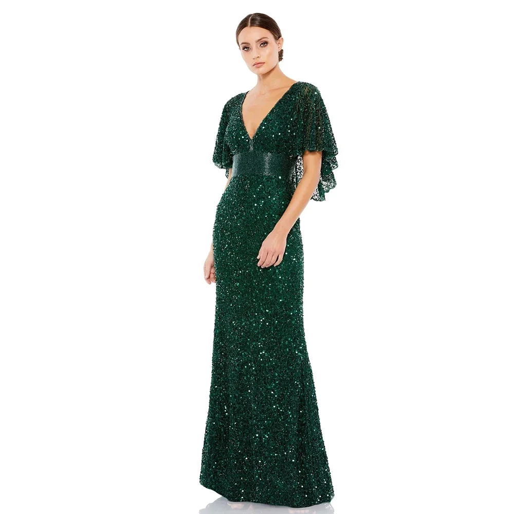 Elegant Mermaid Prom Dresses Sexy V-Neck Sequined Ruffles Floor-Length Evening Simple Short Sleeve Birthday Party Gowns
Elegant Mermaid Prom Dresses Sexy V-Neck Sequined Ruffles Floor-Length Evening Simple Short Sleeve Birthday Party Gowns