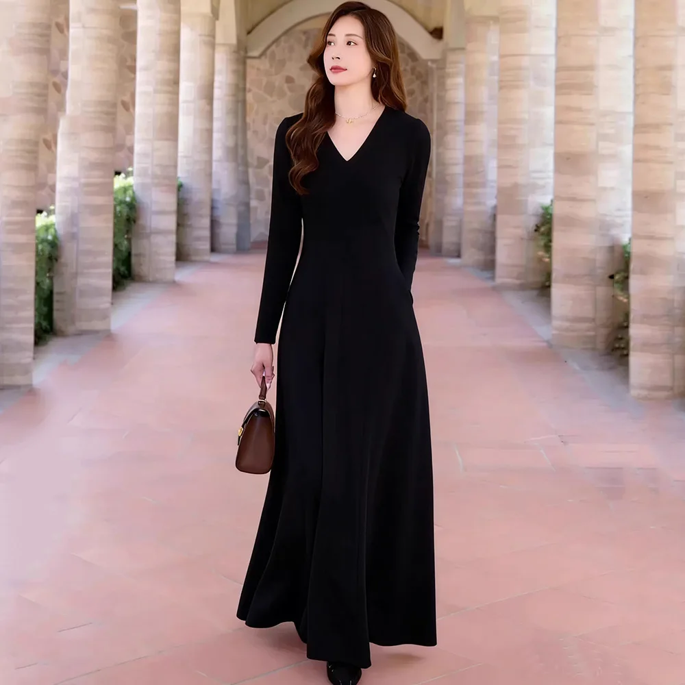 New Women Elegant Exquisite Long Dress Fashion V-Neck Long Sleeve Slim Waist Dress Important Occasion Overlength Dress Female
New Women Elegant Exquisite Long Dress Fashion V-Neck Long Sleeve Slim Waist Dress Important Occasion Overlength Dress Female