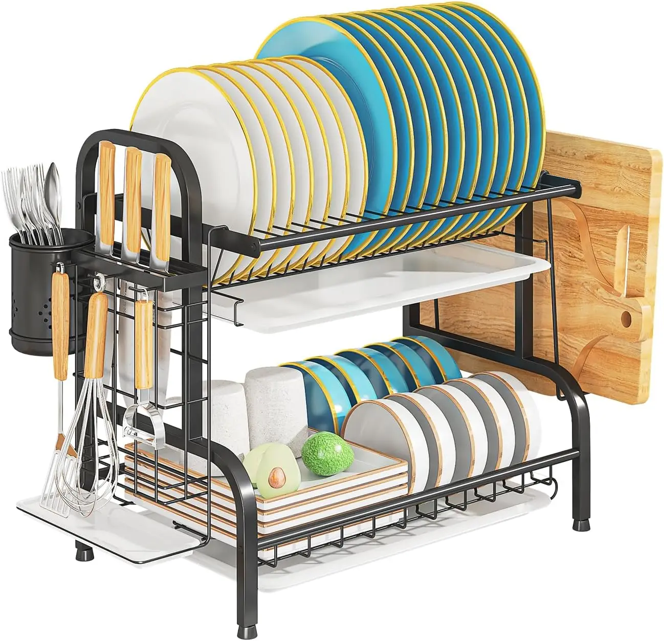 2-Tier Stainless Steel Dish Drying Rack, Space-Saving Kitchen Organizer for in/Over Sink/Counter, with Removable Drain Tray &
2-Tier Stainless Steel Dish Drying Rack, Space-Saving Kitchen Organizer for in/Over Sink/Counter, with Removable Drain Tray &