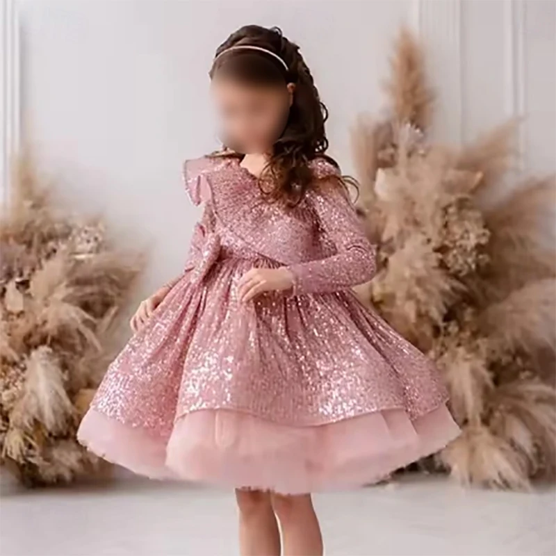 Pink Bow Sequined Design Evening Dresses 2024 Long sleeves Dresses Birthday Party Ball Gown Princess Dresses Customized
Pink Bow Sequined Design Evening Dresses 2024 Long sleeves Dresses Birthday Party Ball Gown Princess Dresses Customized