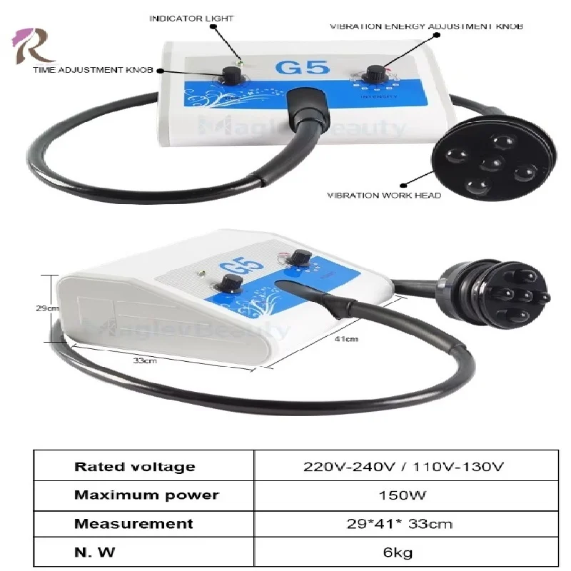 G5 Vibration Massage Slimming Machine with 5 Massage Heads Body Slimming Anti-Cellulite Massager for Neck Arm Abdomen Legs
G5 Vibration Massage Slimming Machine with 5 Massage Heads Body Slimming Anti-Cellulite Massager for Neck Arm Abdomen Legs