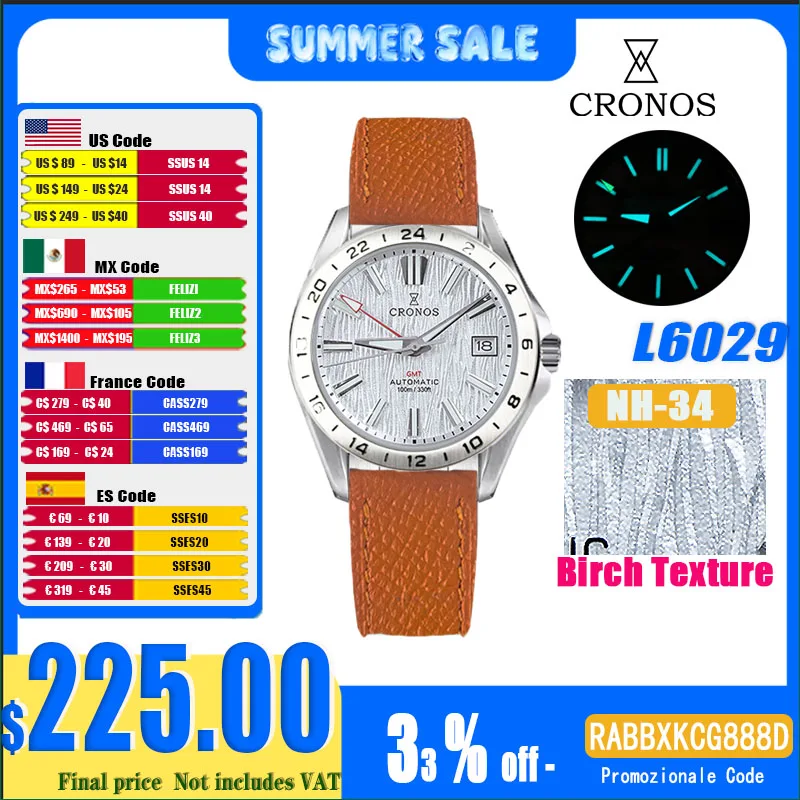 Cronos GS 39mm Texture Dial Mechanical Men Watch NH34 Automatic Mechanical Bubble Sapphire Glass Brushed Bracelet 10ATM L6029 V2
Cronos GS 39mm Texture Dial Mechanical Men Watch NH34 Automatic Mechanical Bubble Sapphire Glass Brushed Bracelet 10ATM L6029 V2