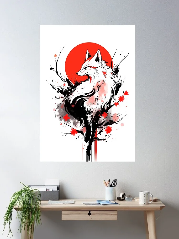 Japanese Kitsune Fox, Print Art Canvas Poster, For Living Room Decor, Home Wall Picture
Japanese Kitsune Fox, Print Art Canvas Poster, For Living Room Decor, Home Wall Picture