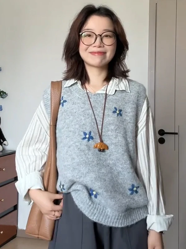 Вязаный жилет ручной работы с цветочной вышивкой, топ большого размера, круглый свитер Ne, жилет 35-39 лет, женская свободная осенняя одежда
Вязаный жилет ручной работы с цветочной вышивкой, топ большого размера, круглый свитер Ne, жилет 35-39 лет, женская свободная осенняя одежда