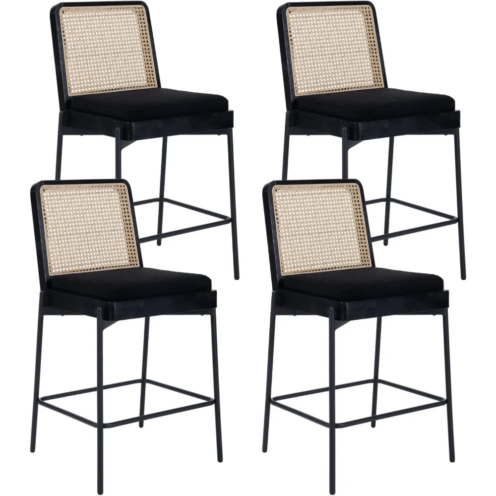 Modern Bar Stools Set of 4, 26" Counter Height Stool with Rattan Back, Sherpa Upholstered Kitchen Island Chair Barstools with M
Modern Bar Stools Set of 4, 26" Counter Height Stool with Rattan Back, Sherpa Upholstered Kitchen Island Chair Barstools with M