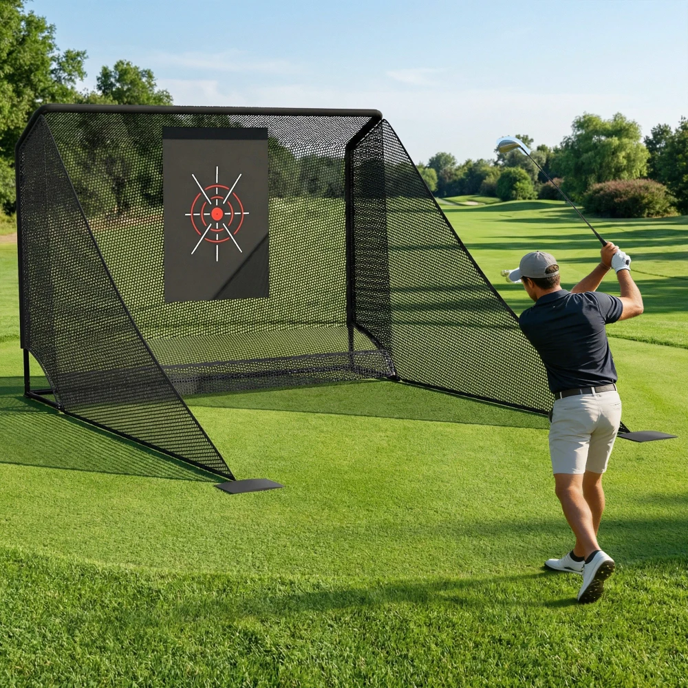 Golf Practice Net 10x7ft, Auto Ball Return Enclosure with Side Barriers, Portable & with Carry Bag & Stakes
Golf Practice Net 10x7ft, Auto Ball Return Enclosure with Side Barriers, Portable & with Carry Bag & Stakes