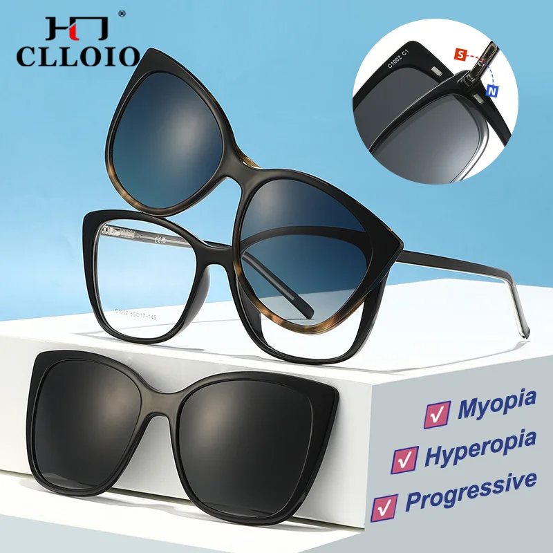 CLLOIO Polarized Magnetic Clip-on Driving Sunglasses for Women UV400 Anti Blue Light Myopia Cat Eye Prescription Reading Glasses
CLLOIO Polarized Magnetic Clip-on Driving Sunglasses for Women UV400 Anti Blue Light Myopia Cat Eye Prescription Reading Glasses