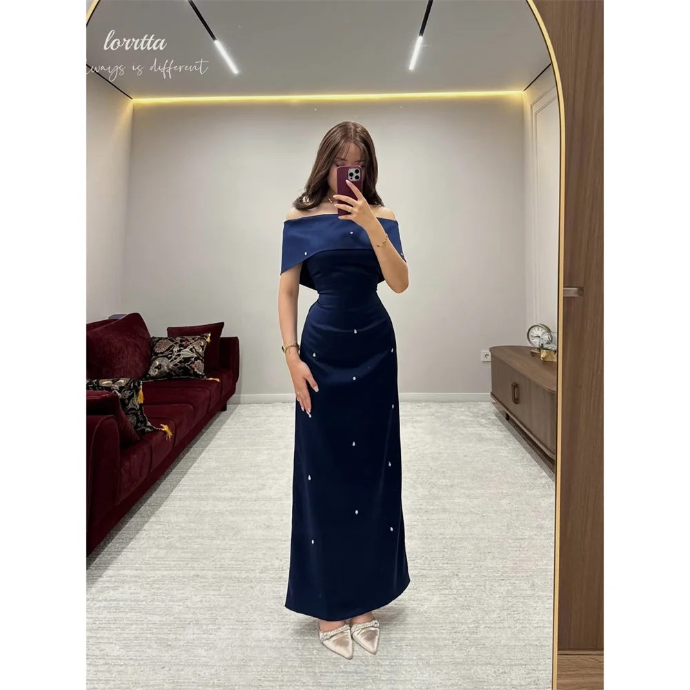 Lorrtta Satin Off The Shoulder navy Straight Evening Dress 2026 Prom Dress Elegant Luxury Pearls Customized Robes de Soirée
Lorrtta Satin Off The Shoulder navy Straight Evening Dress 2026 Prom Dress Elegant Luxury Pearls Customized Robes de Soirée