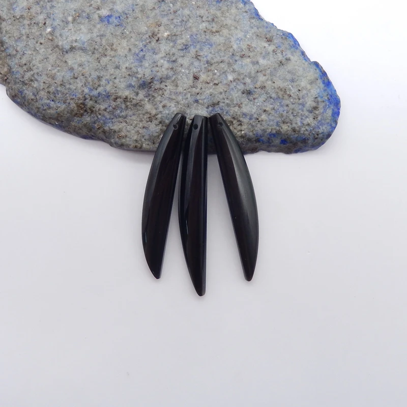 3PCS Natural Obsidian Pendant Beads Set Polished 42x7x3mm 4.8g for Jewelry Making Accessories
3PCS Natural Obsidian Pendant Beads Set Polished 42x7x3mm 4.8g for Jewelry Making Accessories