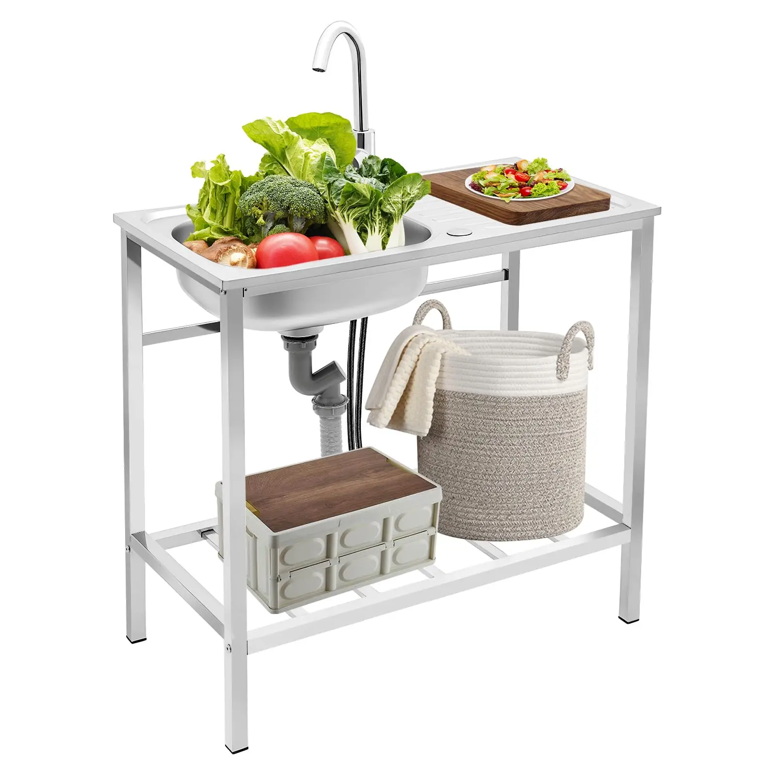 Thanksgiving day Gift Stainless Steel Outdoor Sink with Hose Hook Up, Freestanding Single Bowl Utility Sinks with Hot & Cold Fau
Thanksgiving day Gift Stainless Steel Outdoor Sink with Hose Hook Up, Freestanding Single Bowl Utility Sinks with Hot & Cold Fau