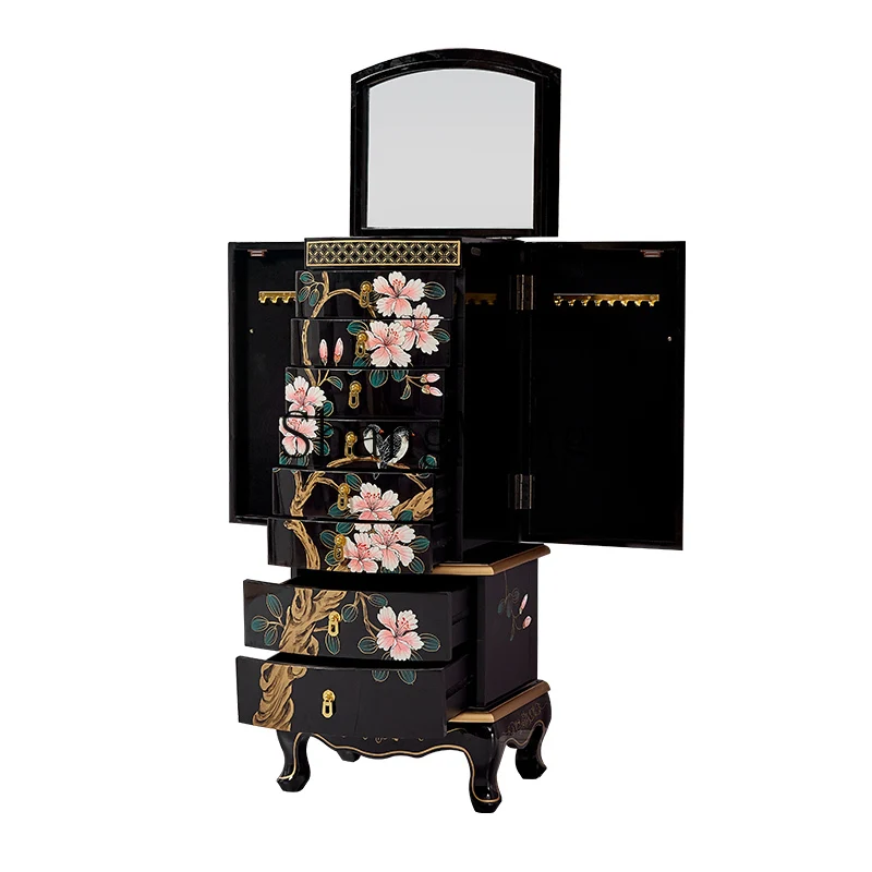 LXY Painted Bucket Cabinet Bedroom Jewelry Cabinet Black Painted with Mirror Storage New Chinese Storage Cabinet
LXY Painted Bucket Cabinet Bedroom Jewelry Cabinet Black Painted with Mirror Storage New Chinese Storage Cabinet