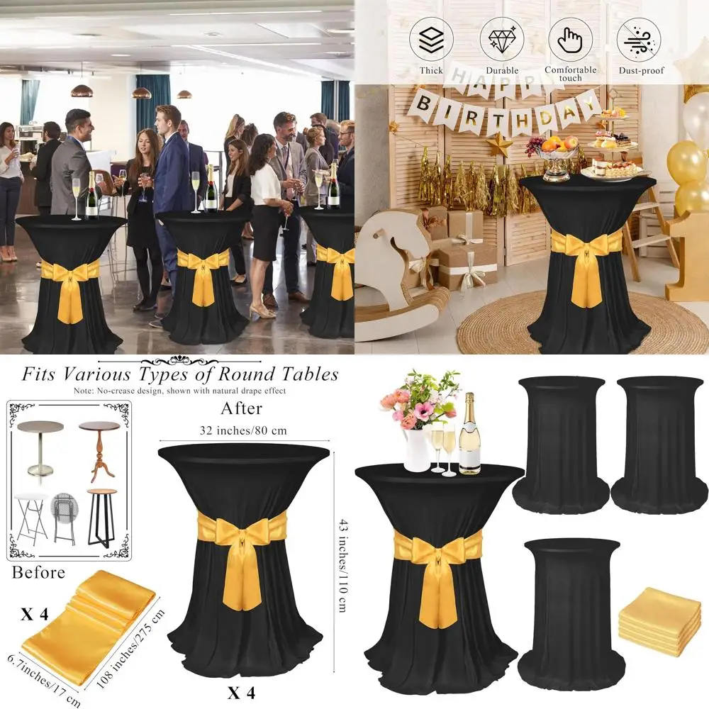 Элегантные круглые чехлы для коктейльных столов с атласными лентами, 32 x 43, идеально подходят для свадеб, вечеринок и банкетов, в черном и золотом цветах.
Элегантные круглые чехлы для коктейльных столов с атласными лентами, 32 x 43, идеально подходят для свадеб, вечеринок и банкетов, в черном и золотом цветах.