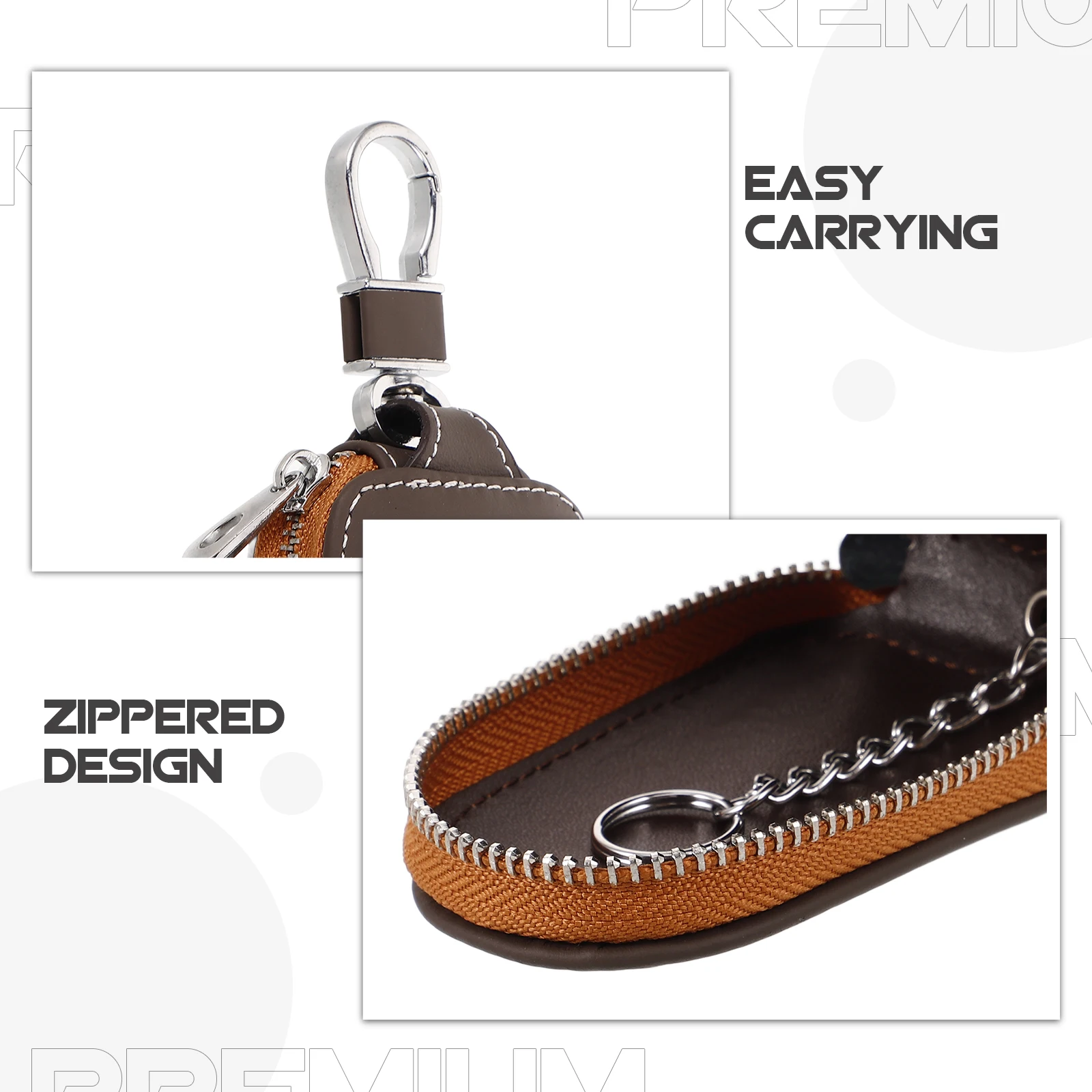 Key Case for Car Keys Brown Zippered Design Universal Fit Keychain Bag Protective Key Pouch Small Size
Key Case for Car Keys Brown Zippered Design Universal Fit Keychain Bag Protective Key Pouch Small Size