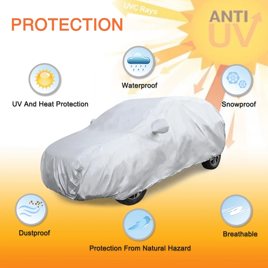 UXCELL YXL Silver Tone 170T Car Cover Outdoor Weather Waterproof Scratch Rain Snow Heat Resistant Mirror Pocket 525x190x180cm
UXCELL YXL Silver Tone 170T Car Cover Outdoor Weather Waterproof Scratch Rain Snow Heat Resistant Mirror Pocket 525x190x180cm