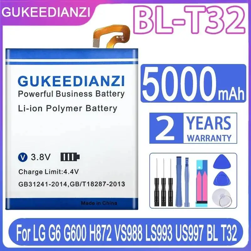 Mobile Phone Battery Stable For LG G6 G600 H872 VS988 LS993 US997 BL-T32 5000mAh
Mobile Phone Battery Stable For LG G6 G600 H872 VS988 LS993 US997 BL-T32 5000mAh
