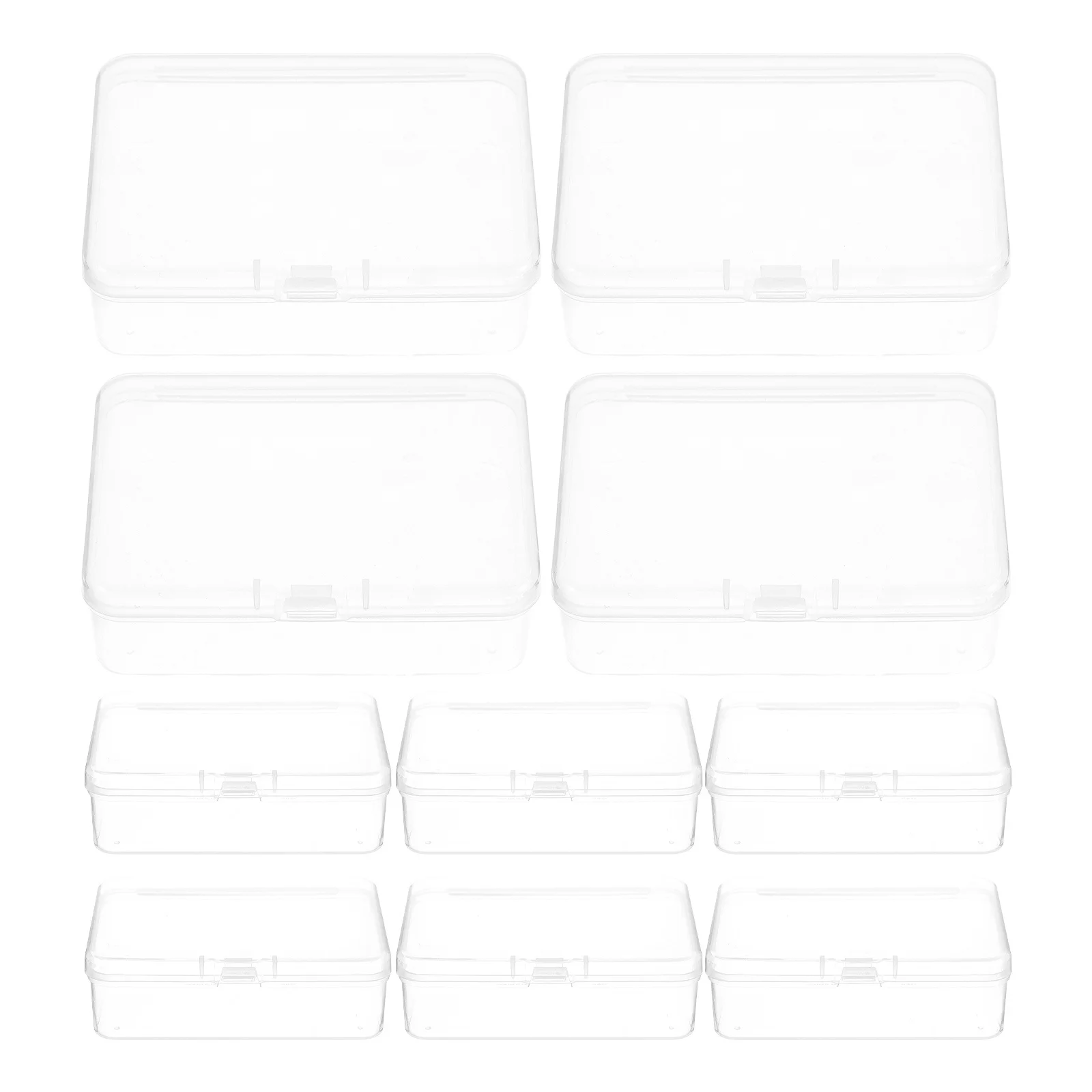 10Pcs Small Rectangular Clear Plastic Storage Boxes Mini Containers Dustproof Lid for Jewelry Craft Office Small Item Organizer