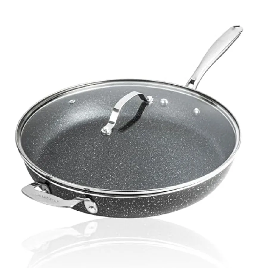 Ceraluxe 14 Inch Frying Pan with Lid, Family Sized Large Frying Pan Skillet with Ceramic Nonstick Coating, Non Toxic PFOA Free,
Ceraluxe 14 Inch Frying Pan with Lid, Family Sized Large Frying Pan Skillet with Ceramic Nonstick Coating, Non Toxic PFOA Free,