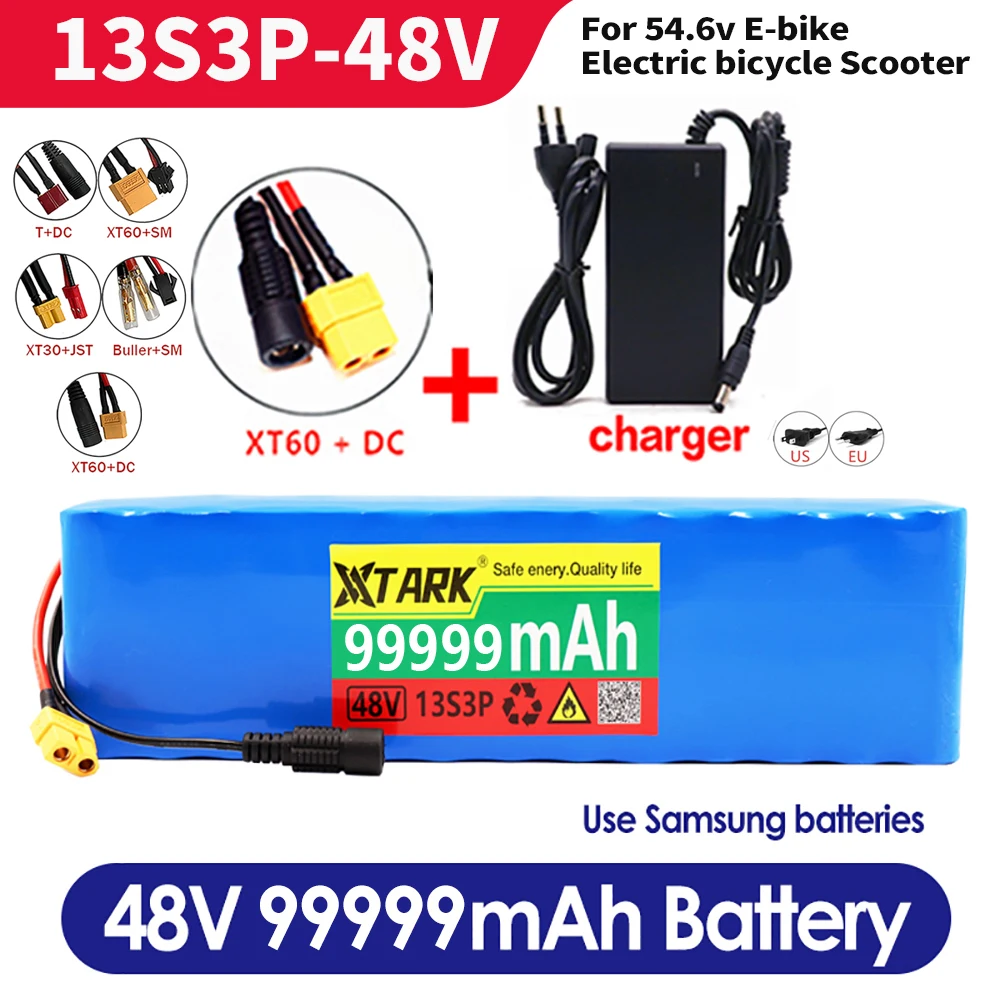 New 48V 100000mAh 2000W 13S3P XT60 48V Lithium-ion Battery Pack, Lithium Iron Phosphate Battery 100Ah and 54.6V Charger
New 48V 100000mAh 2000W 13S3P XT60 48V Lithium-ion Battery Pack, Lithium Iron Phosphate Battery 100Ah and 54.6V Charger