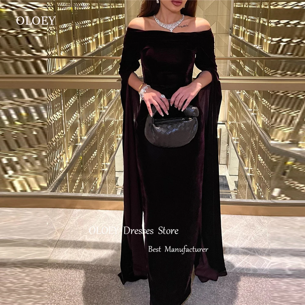 OLOEY Simple Dark Purple Velvet Meramid Evening Dresses Saudi Arabic Women Off Shoulder Long Sleeves Prom Formal Party Dress
OLOEY Simple Dark Purple Velvet Meramid Evening Dresses Saudi Arabic Women Off Shoulder Long Sleeves Prom Formal Party Dress