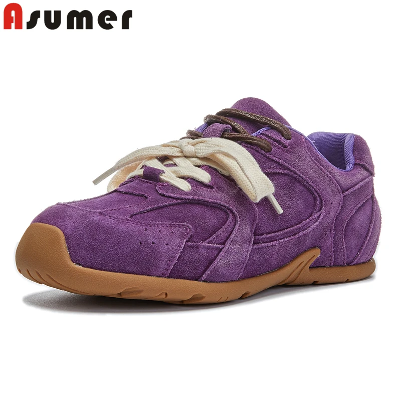 ASUMER 4 Colors Cow Suede Leather Women Sneakers Lace Up Flat Shoes Purple Gray Spring Autumn Casual Shoes Ladies Flats
ASUMER 4 Colors Cow Suede Leather Women Sneakers Lace Up Flat Shoes Purple Gray Spring Autumn Casual Shoes Ladies Flats