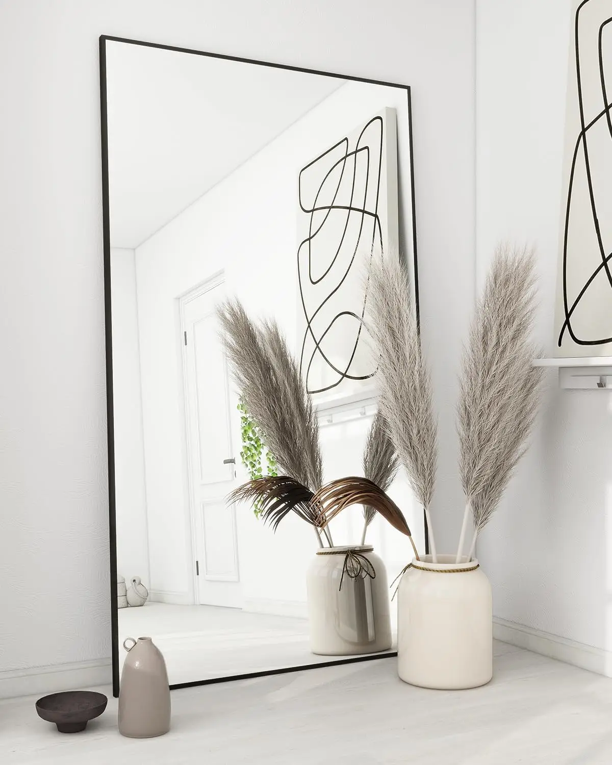 71"x30" Full Length Mirror with Stand, Aluminum Alloy Frame Large Floor Mirror, Rectangle Full Body Dressing Mirror for Bedroom and Living Room, Wall Mounted Horizontally or Vertically, Black
71"x30" Full Length Mirror with Stand, Aluminum Alloy Frame Large Floor Mirror, Rectangle Full Body Dressing Mirror for Bedroom and Living Room, Wall Mounted Horizontally or Vertically, Black