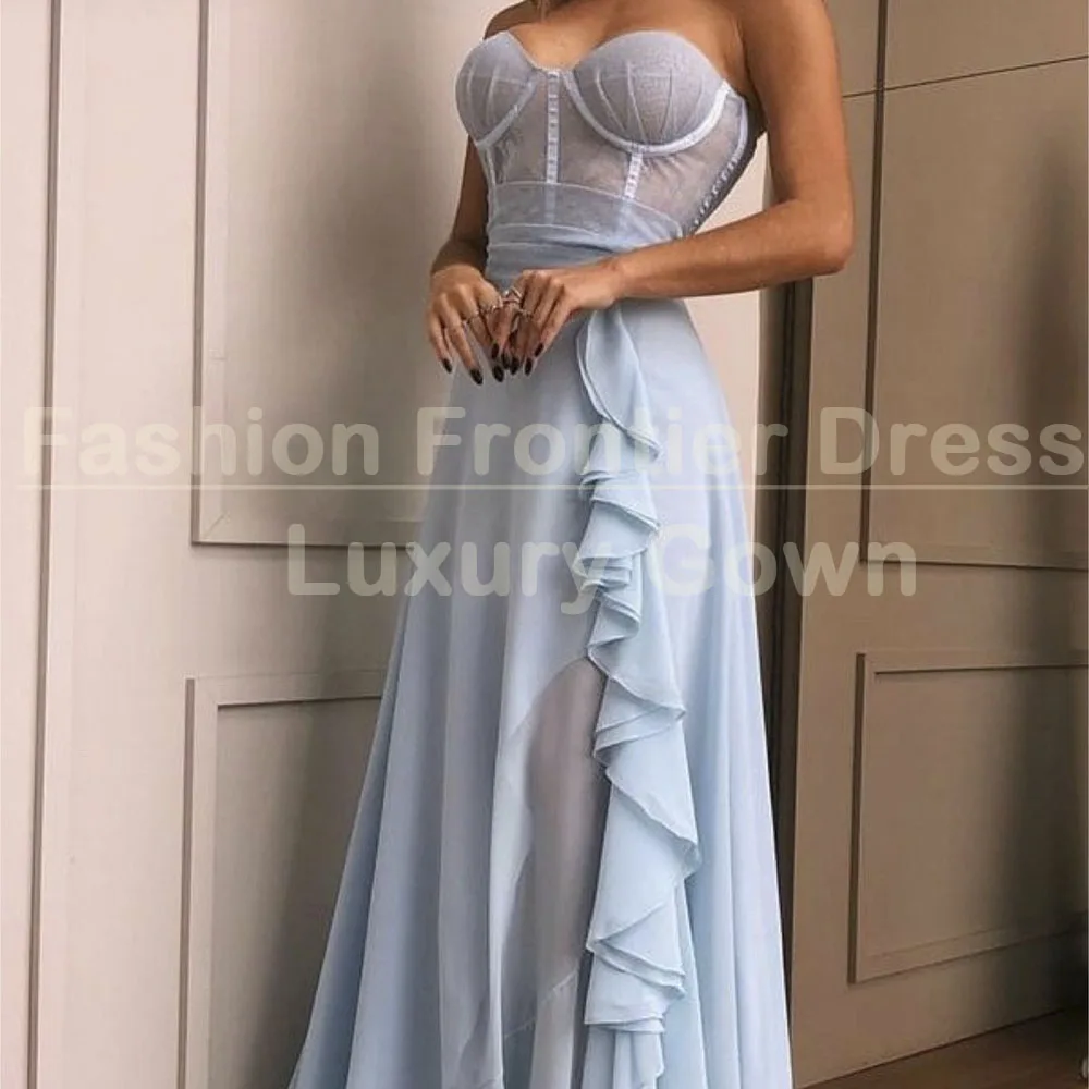 Fashion Blue Evening Dresses Simple Strapless Floor Length Ruffles Gowns Special Event Sleeveless Party Prom Dress Vestidos 2026
Fashion Blue Evening Dresses Simple Strapless Floor Length Ruffles Gowns Special Event Sleeveless Party Prom Dress Vestidos 2026