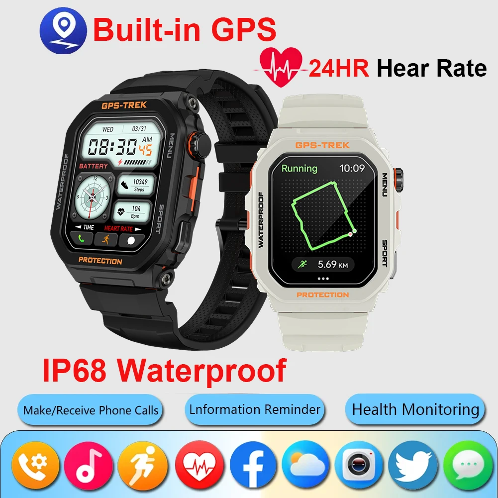 GPS Smart Watch Sport Heart Rate Monitor Bluetooth Call IP68 Waterproof Smartwatch For Xiaomi iPhone Huawei Watch For Men Women
GPS Smart Watch Sport Heart Rate Monitor Bluetooth Call IP68 Waterproof Smartwatch For Xiaomi iPhone Huawei Watch For Men Women
