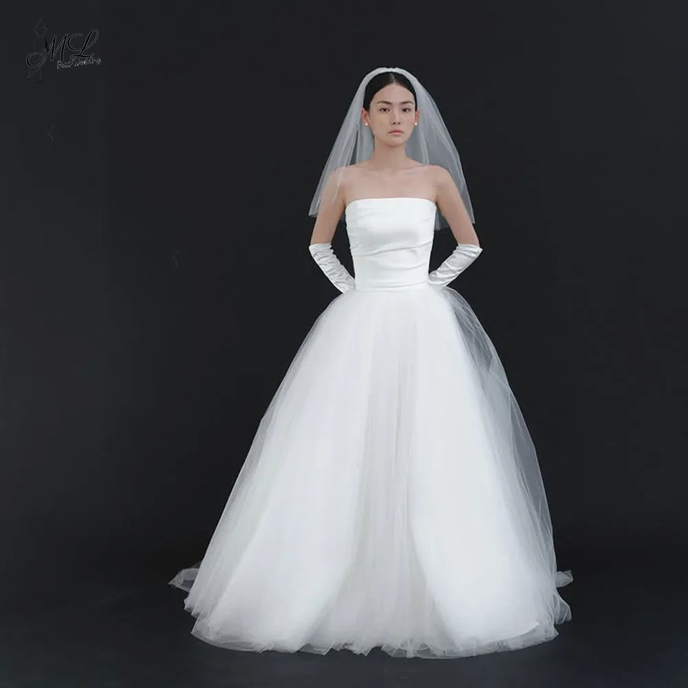 ML Elegant Ivory Wedding Party Dress Sleeveless Satin&Tulle A-Line Korea Photo shoot Bridal Gown Custom Made vestidos de novia
ML Elegant Ivory Wedding Party Dress Sleeveless Satin&Tulle A-Line Korea Photo shoot Bridal Gown Custom Made vestidos de novia