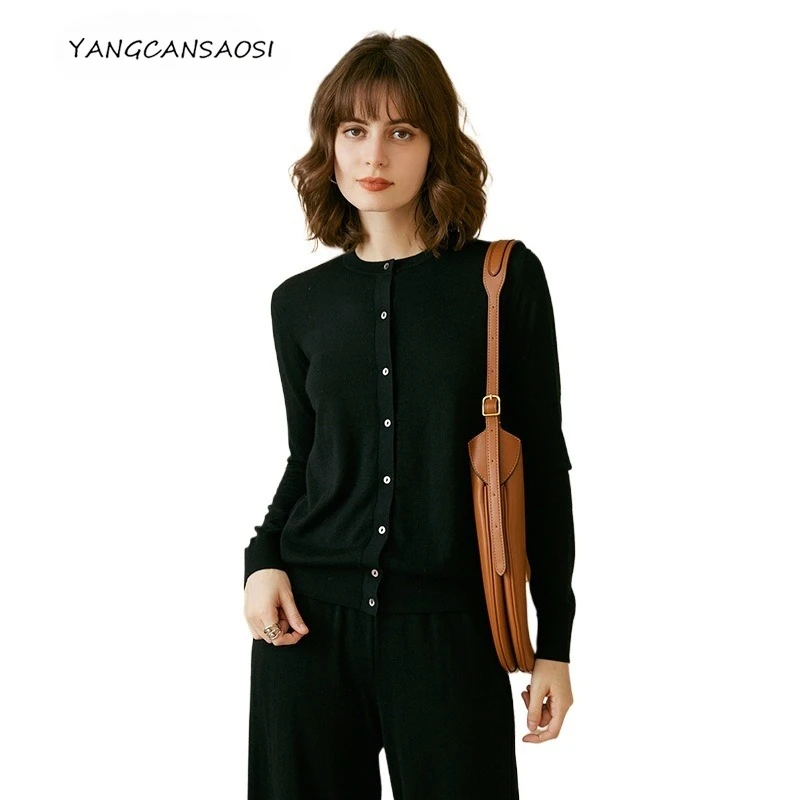 Women's Fashion Autumn/Winter New 100% Cashmere Round Neck Casual Solid Color Knitted Single-breasted Cardigan Sweater
Women's Fashion Autumn/Winter New 100% Cashmere Round Neck Casual Solid Color Knitted Single-breasted Cardigan Sweater