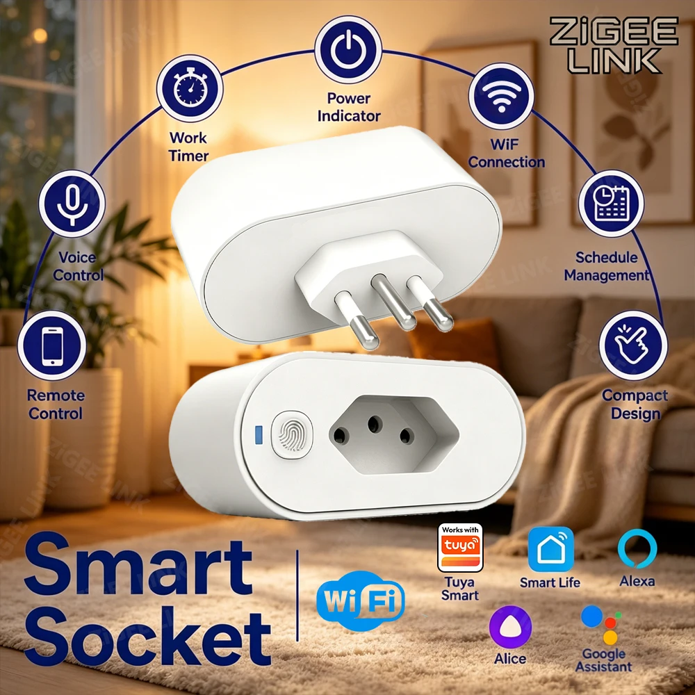 16A Brazil Standard Tuya Wifi Smart Plug Socket Outlet Adapter Power Monitor Timer APP Voice Works For Google Home Alexa
16A Brazil Standard Tuya Wifi Smart Plug Socket Outlet Adapter Power Monitor Timer APP Voice Works For Google Home Alexa