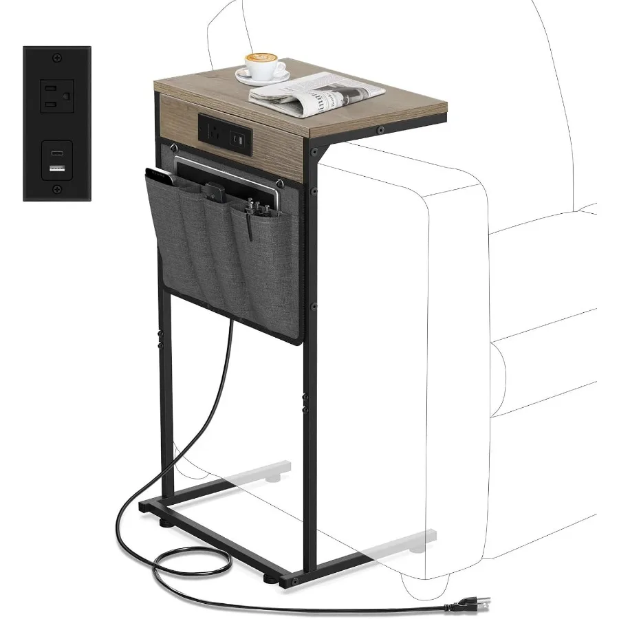 C Shaped End Table with Charging Station Small Side Table with Storage Bag for Couch and Recliner Slide Under Sofa Tray for Liv
C Shaped End Table with Charging Station Small Side Table with Storage Bag for Couch and Recliner Slide Under Sofa Tray for Liv