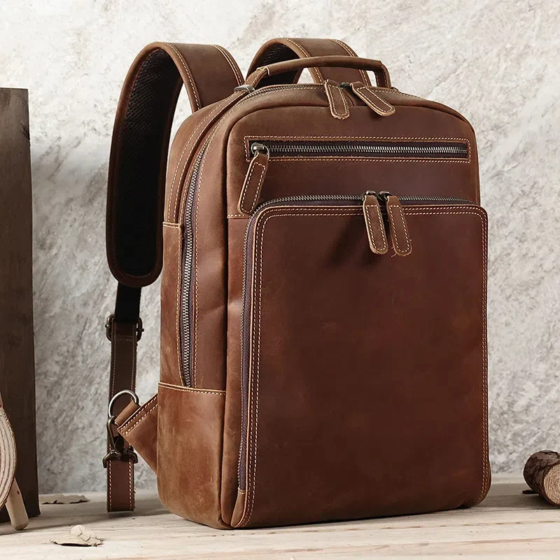 Retro Genuine Leather High-end Backpack Crazy Horse Leather 15.6 Inch Computer Bag Large Capacity Travel Backpack
Retro Genuine Leather High-end Backpack Crazy Horse Leather 15.6 Inch Computer Bag Large Capacity Travel Backpack