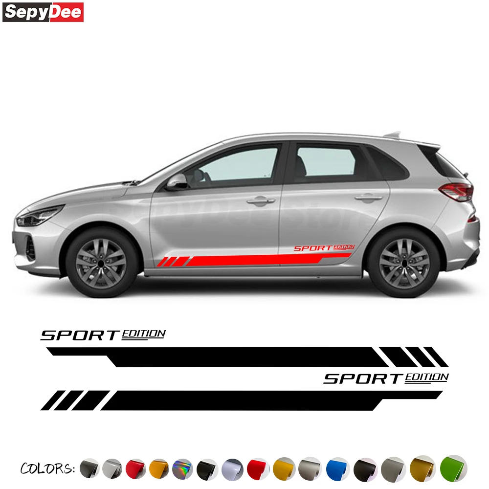2Pcs Sport Edition Car Side Stirpes Skirt Sticker Graphics Decals For Hyundai i30 i30 N Line 1.4 1.6 CRDI TURBO Accessories
2Pcs Sport Edition Car Side Stirpes Skirt Sticker Graphics Decals For Hyundai i30 i30 N Line 1.4 1.6 CRDI TURBO Accessories
