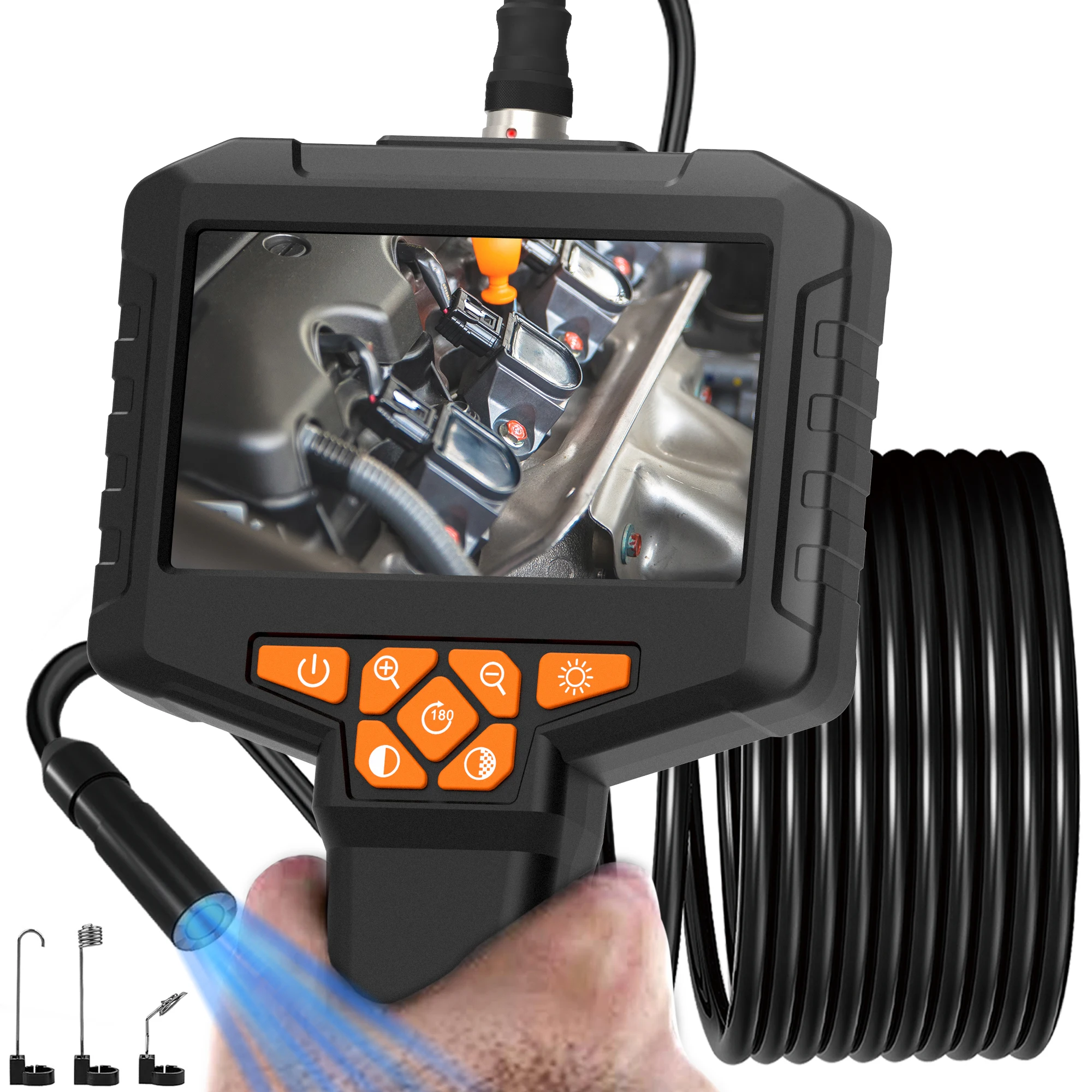 Inspection Endoscope Camera with 8 LED Light, 1080P HD Borescope 4.3" IPS Screen, 16.5Ft Semi-Rigid Cord for Sewer Drain Pipe
Inspection Endoscope Camera with 8 LED Light, 1080P HD Borescope 4.3" IPS Screen, 16.5Ft Semi-Rigid Cord for Sewer Drain Pipe
