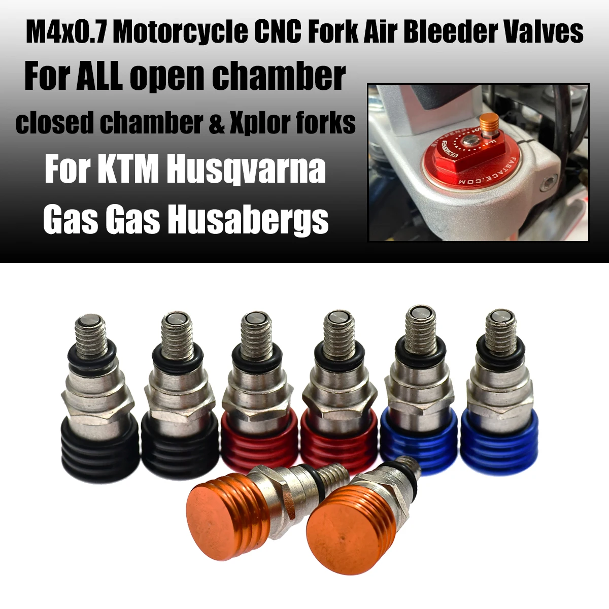 M4x0.7 Motorcycle CNC Fork Air Bleeder Valves For KTM EXC EXCF SX SXF XC XCF XCW XCFW 150 200 250 300 350 400 450 500 Motocross
M4x0.7 Motorcycle CNC Fork Air Bleeder Valves For KTM EXC EXCF SX SXF XC XCF XCW XCFW 150 200 250 300 350 400 450 500 Motocross