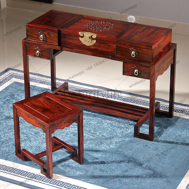 X4 Rosewood Dressing Table Black Sandal Wood Bedroom Chinese Classical Makeup Desk Set with Mirror
X4 Rosewood Dressing Table Black Sandal Wood Bedroom Chinese Classical Makeup Desk Set with Mirror