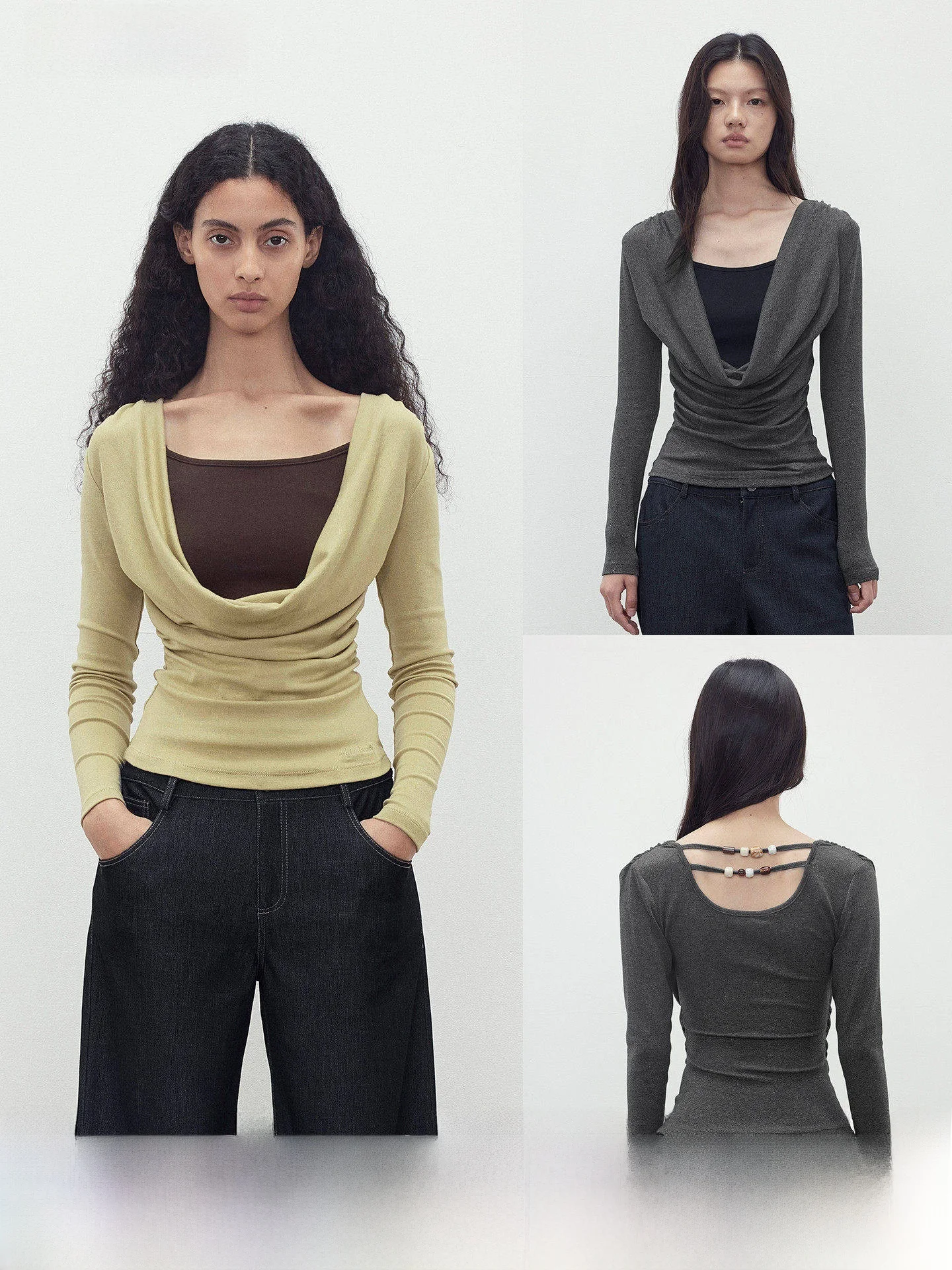 AFTADAWN Modal Skin-Friendly Long Sleeve T-Shirt V-Neck Pleated Back Beaded Hollow out Fake Two-Piece Top for Women
AFTADAWN Modal Skin-Friendly Long Sleeve T-Shirt V-Neck Pleated Back Beaded Hollow out Fake Two-Piece Top for Women