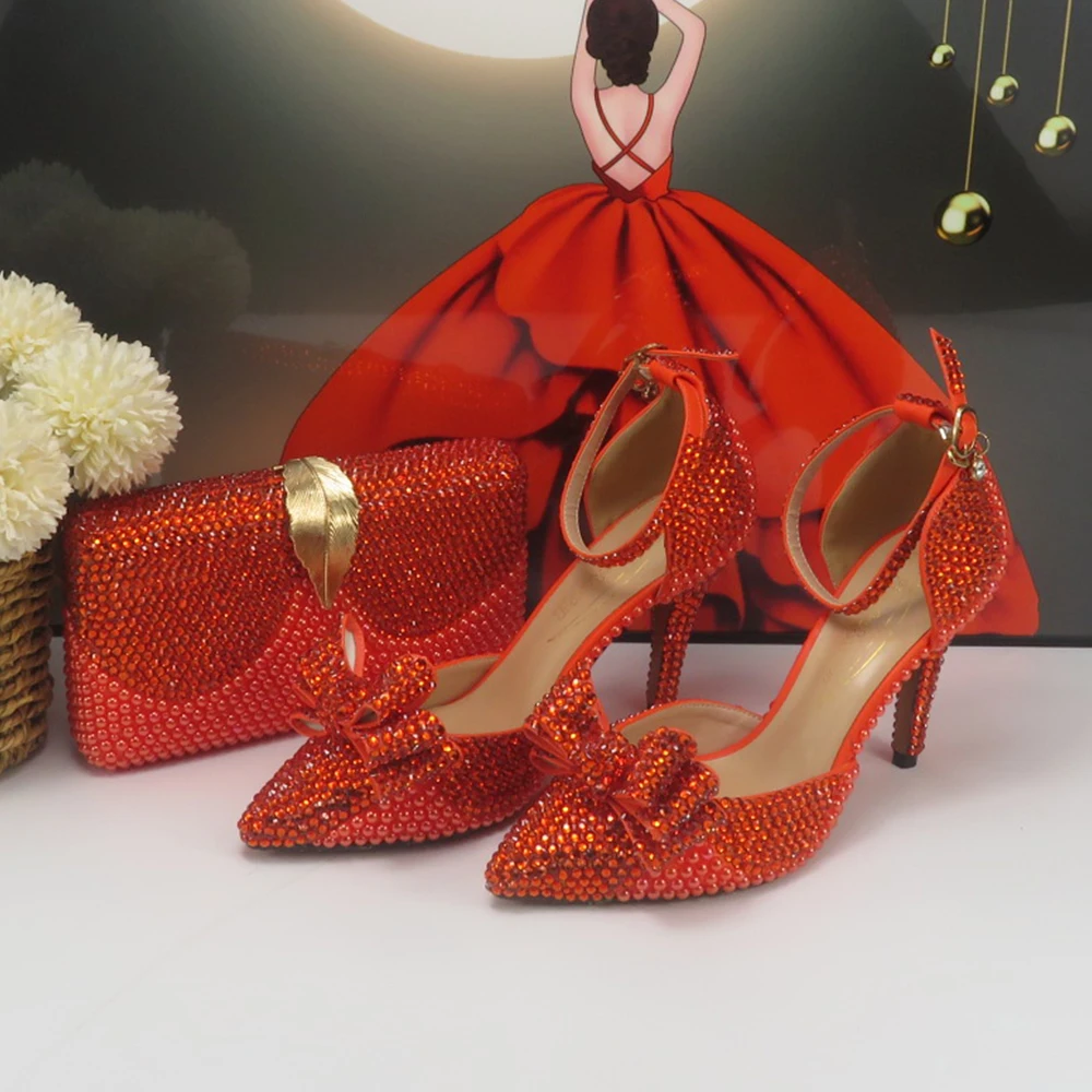 BaoYaFang New Arrival Orange Pearl Crystal wedding Fashion shoes and Bag Bridal Female Ladies Party Shoes Ankle Strap High Pumps
BaoYaFang New Arrival Orange Pearl Crystal wedding Fashion shoes and Bag Bridal Female Ladies Party Shoes Ankle Strap High Pumps