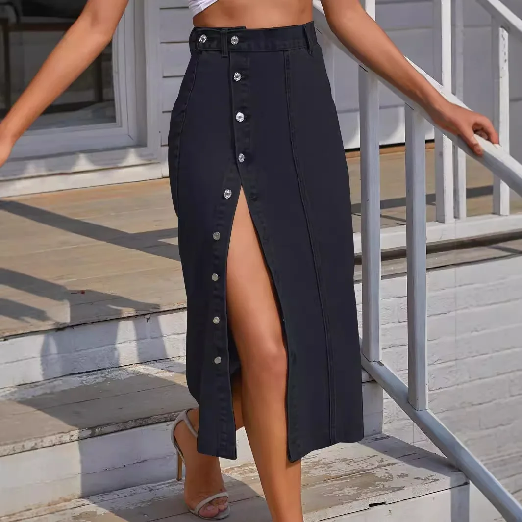 Women's Clothing Straight-breasted A-shaped Skirt Split-ended Denim Long Skirt Women's Summer
Women's Clothing Straight-breasted A-shaped Skirt Split-ended Denim Long Skirt Women's Summer