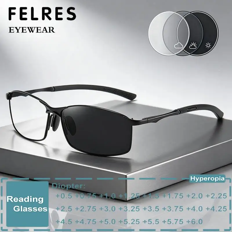Metal Alloy Photochromic Reading Glasses Men Classic Clear Prescription Optical Eyewear Outdoor Sun Color Changing Readers
Metal Alloy Photochromic Reading Glasses Men Classic Clear Prescription Optical Eyewear Outdoor Sun Color Changing Readers