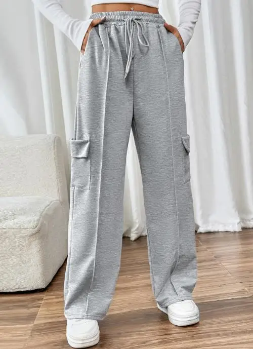 Women's Pants 2025 Spring Autumn New Solid Color Casual Elastic High Waisted Spliced Pocket Design Straight Leg Pants Sweatpants
Women's Pants 2025 Spring Autumn New Solid Color Casual Elastic High Waisted Spliced Pocket Design Straight Leg Pants Sweatpants