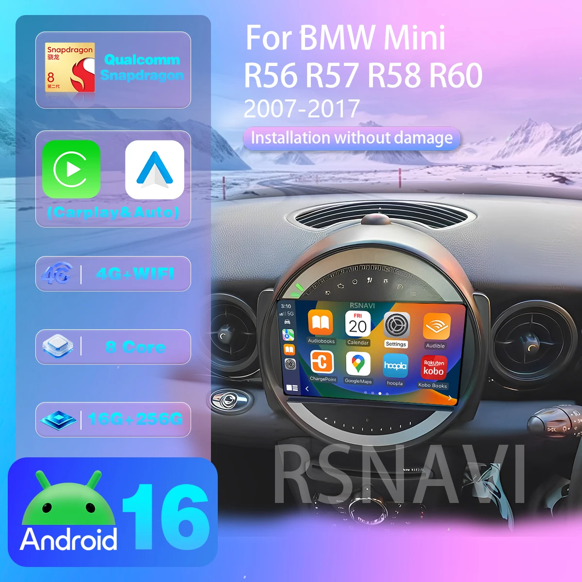 Android 16 For BMW R56 R60 MINI COOPER 2007 - 2013 2014 Qualcomm Screen Carplay AUTO Car Radio video Stereo DVD Snapdragon
Android 16 For BMW R56 R60 MINI COOPER 2007 - 2013 2014 Qualcomm Screen Carplay AUTO Car Radio video Stereo DVD Snapdragon