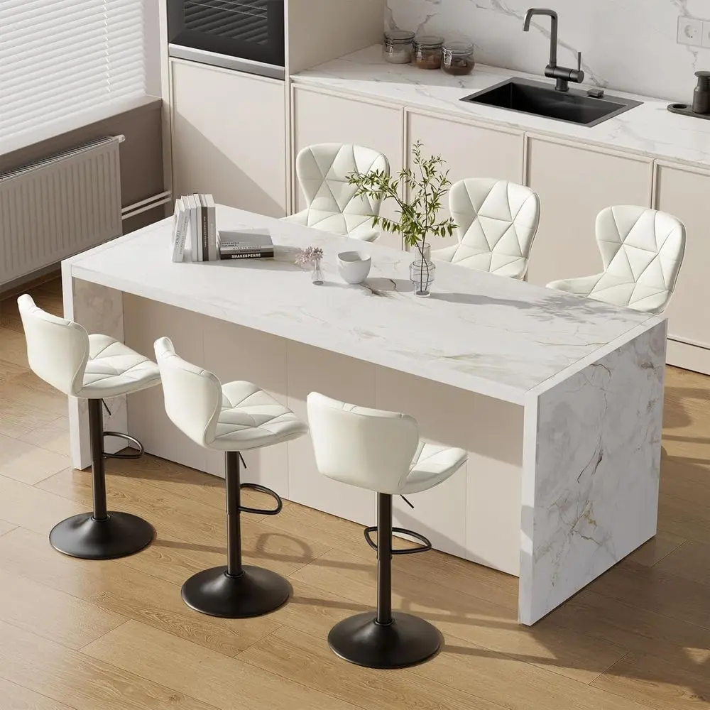 Bar Stools Set o 6, ern aux Leather Adjustable Swivel Barstools, Counter Height Chairs with Back and ootrest or Kitchen Island,
Bar Stools Set o 6, ern aux Leather Adjustable Swivel Barstools, Counter Height Chairs with Back and ootrest or Kitchen Island,