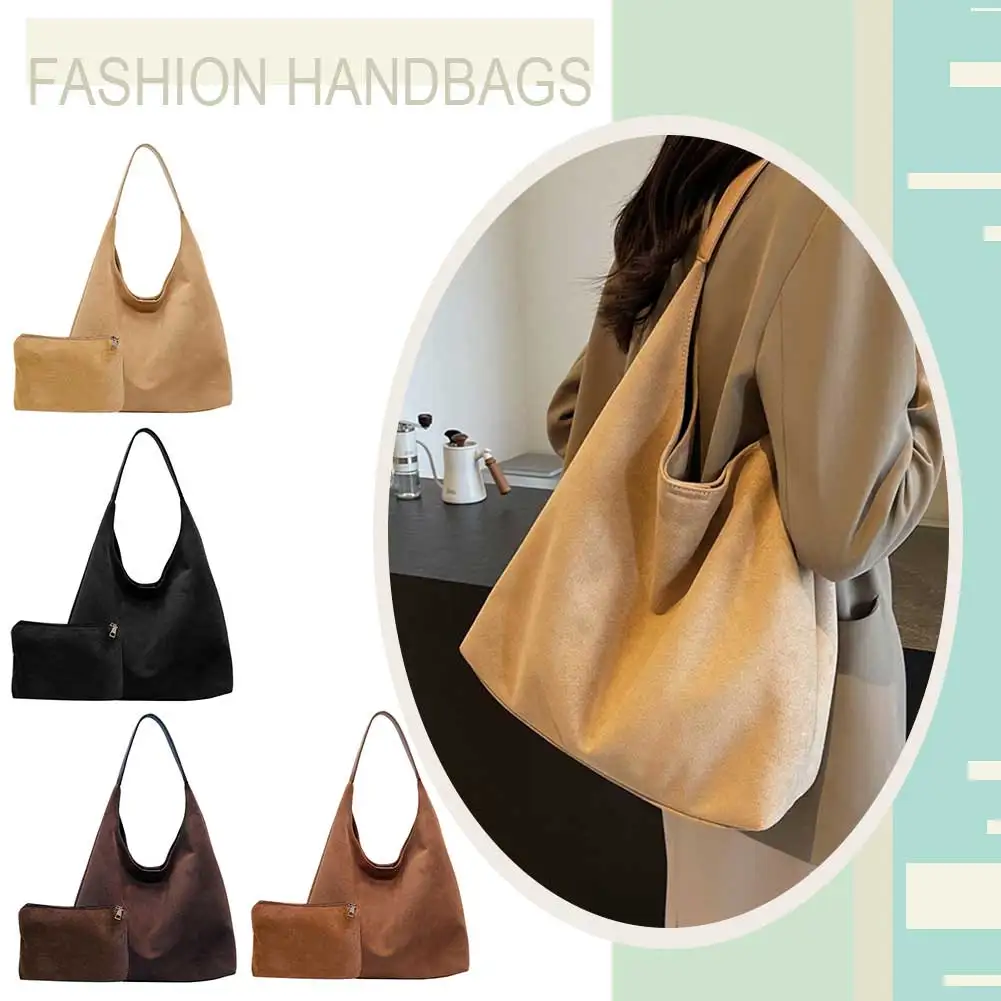 Vintage Women's Bag Large Capacity Faux Suede Shoulder Bag Solid Color Casual Commuter Bag Autumn Winter Classical Tote Bags
Vintage Women's Bag Large Capacity Faux Suede Shoulder Bag Solid Color Casual Commuter Bag Autumn Winter Classical Tote Bags