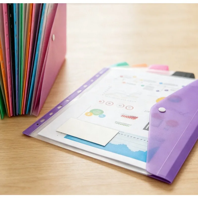 A4 Size 11 Holes Binder Pocket PP Document Bag with Snap Button Organizer for Office Files and Data Storage
A4 Size 11 Holes Binder Pocket PP Document Bag with Snap Button Organizer for Office Files and Data Storage
