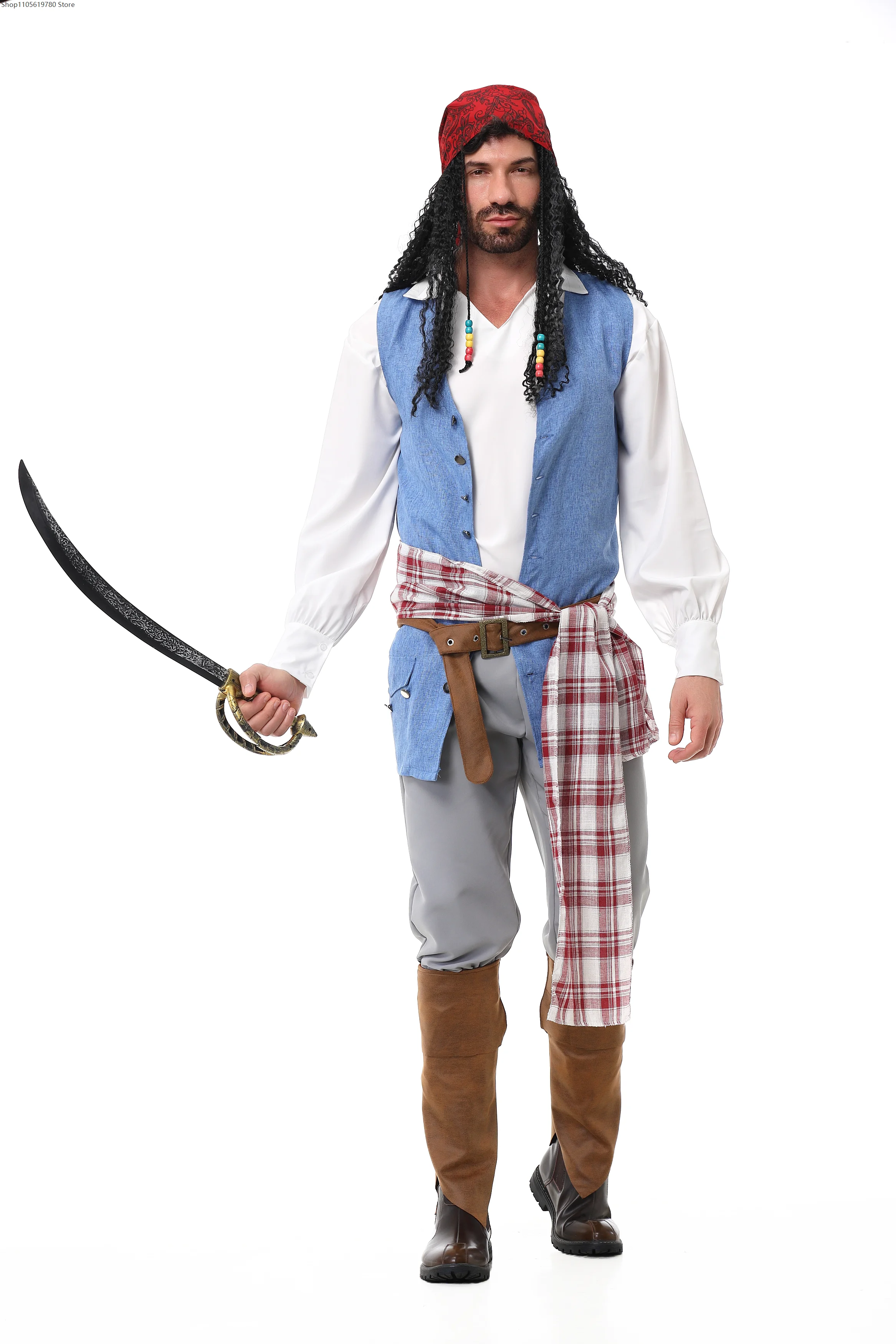 2026 Men Women Blue Pirate Full Outfit Halloween Carnival Club Stage Daily Party Performance Matching Cosplay Costume Set
2026 Men Women Blue Pirate Full Outfit Halloween Carnival Club Stage Daily Party Performance Matching Cosplay Costume Set