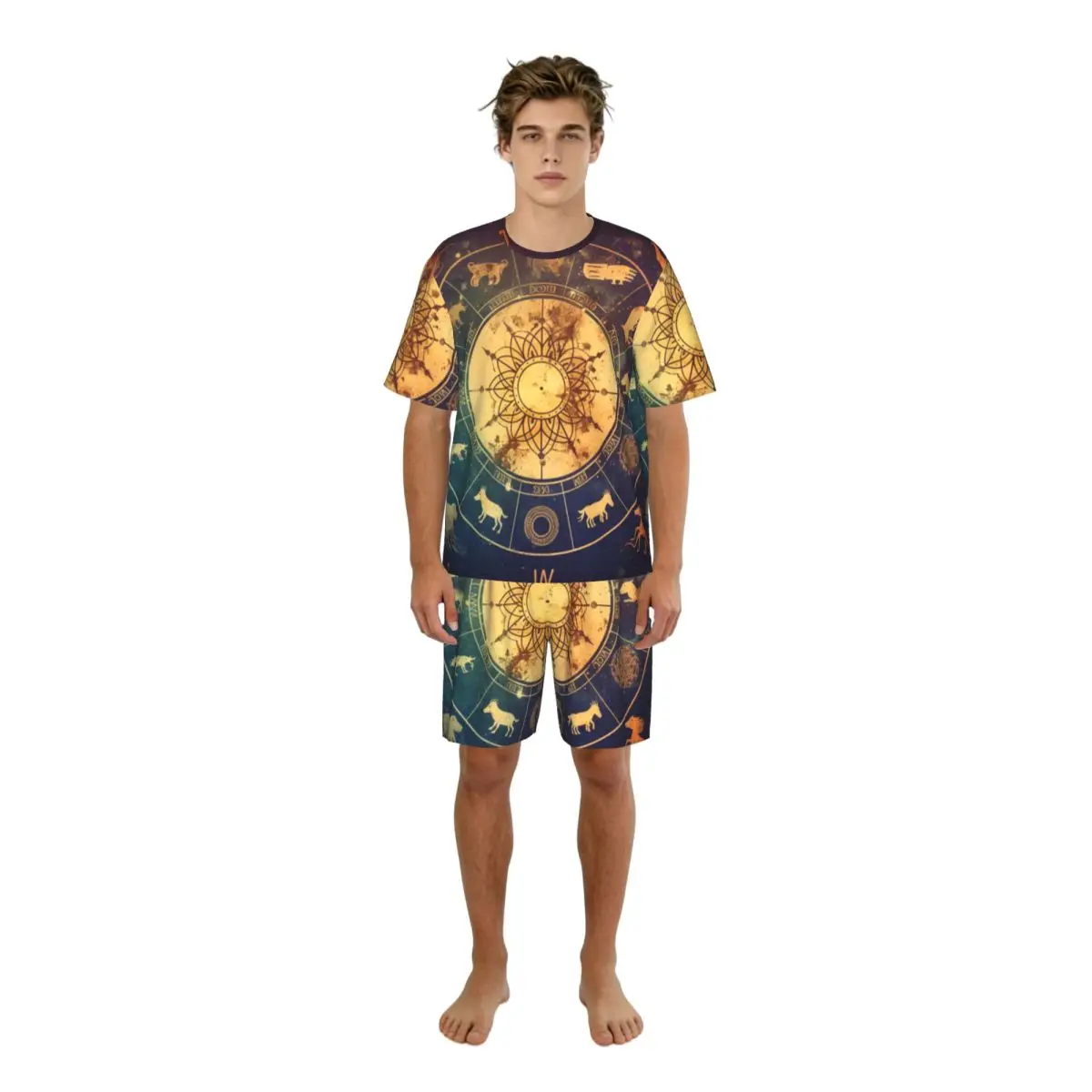 Men's Casual Pajama Set Short Sleeve T-shirt Shorts Horoscope Symbols Zodiac Home Clothes Sleep Suit
Men's Casual Pajama Set Short Sleeve T-shirt Shorts Horoscope Symbols Zodiac Home Clothes Sleep Suit